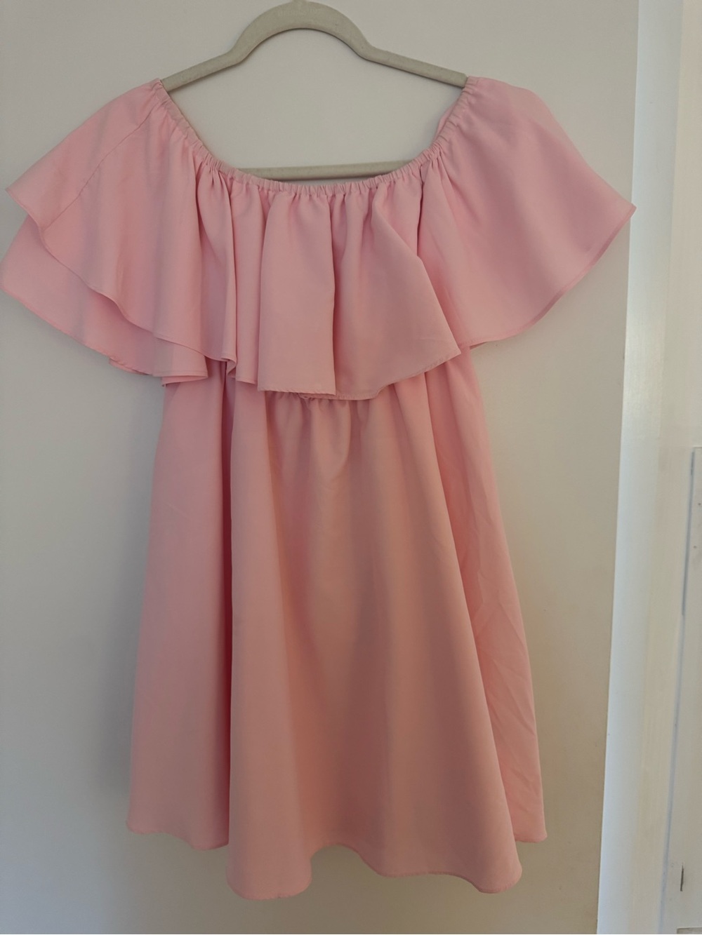 Buddy Basics Pink Ruffle Off-Shoulder Dress